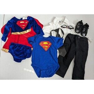 Super Girl and Clark Kent 18 months Boy/Girl Twin Coordinating Halloween Outfits